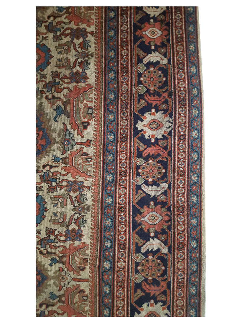 Fasa Antique Sultanabad 7576 Ivory Indigo Traditional Antique Rug