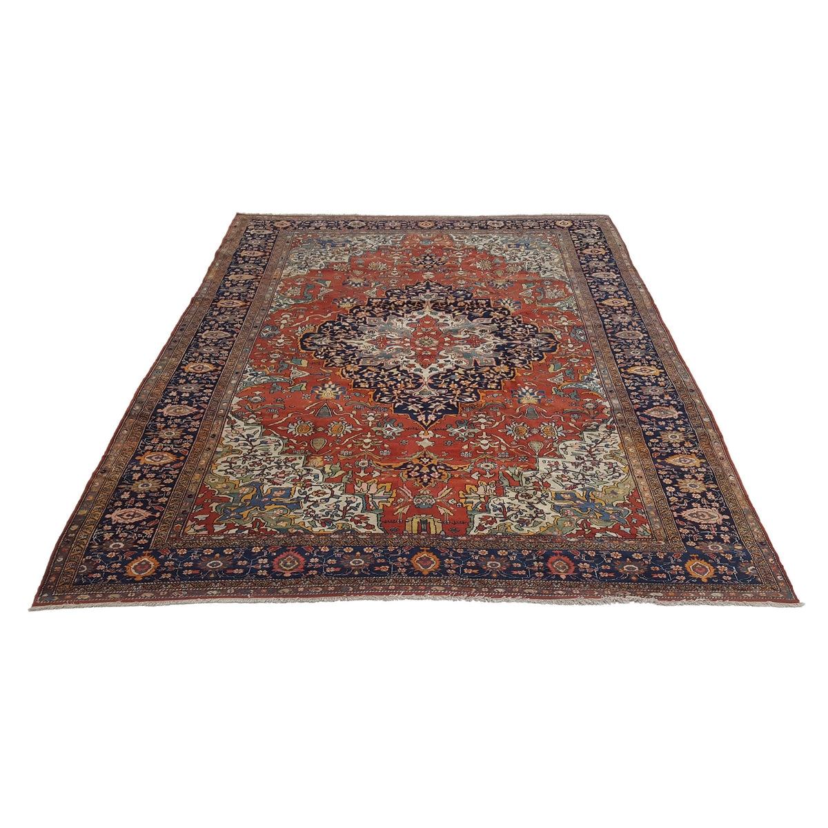 Fasa Antique Sarouk Farahan 8736 Rust Indigo Traditional Antique Rug