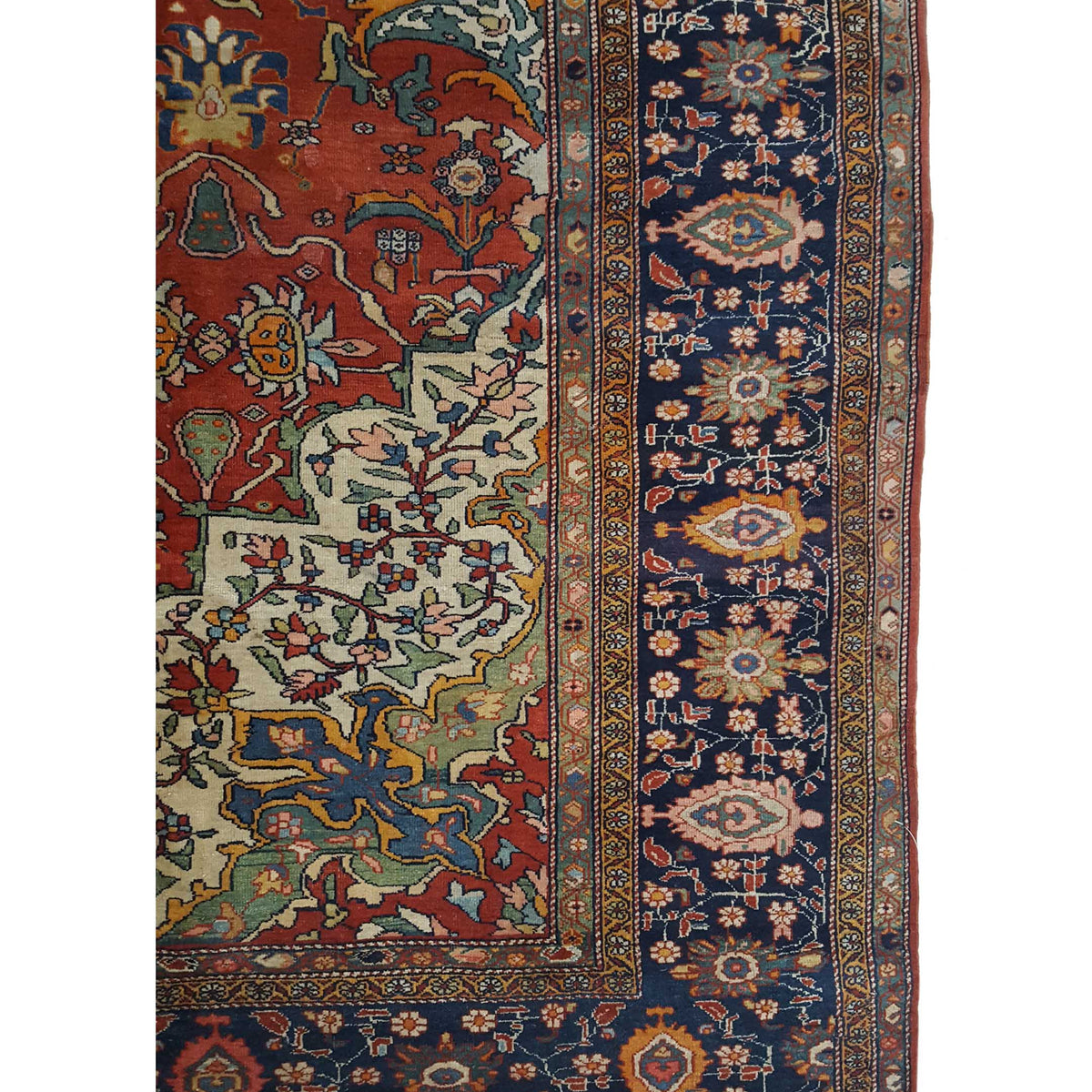 Fasa Antique Sarouk Farahan 8736 Rust Indigo Traditional Antique Rug