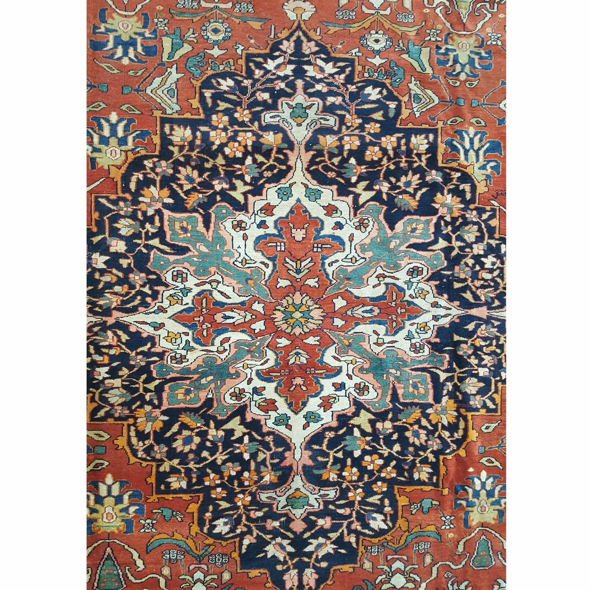 Fasa Antique Sarouk Farahan 8736 Rust Indigo Traditional Antique Rug