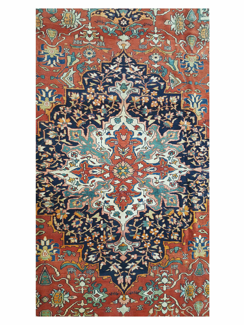 Fasa Antique Sarouk Farahan 8736 Rust Indigo Traditional Antique Rug