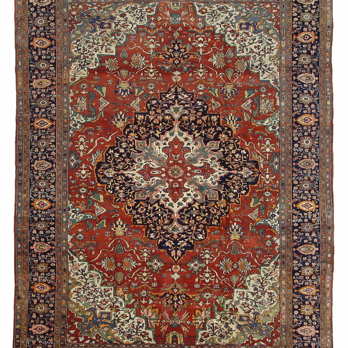 Fasa Antique Sarouk Farahan  Rust Indigo Traditional