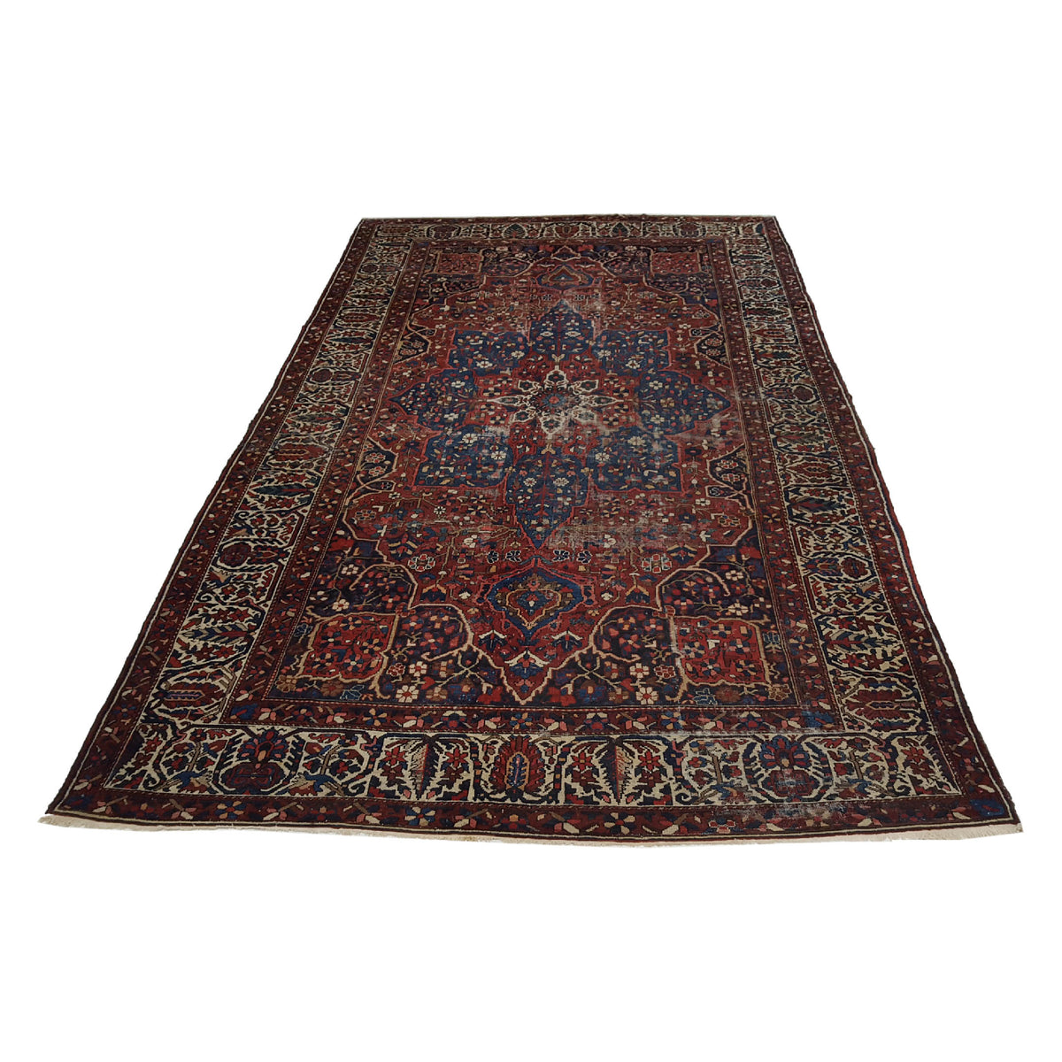 Fasa Antique Bakhtiyari 10199 Rust Ivory Traditional Antique Rug