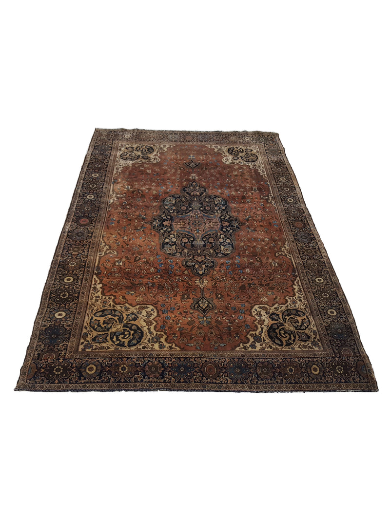 Fasa Antique Sarouk 10200 Sienna Brown Traditional Antique Rug