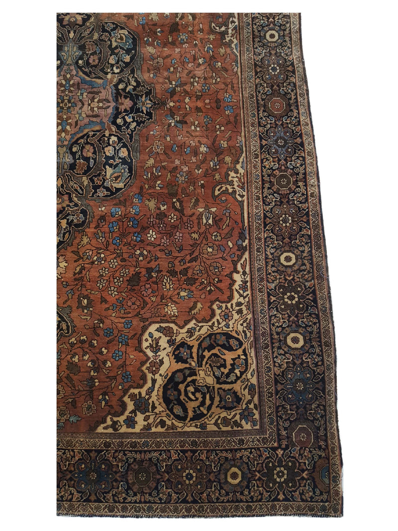 Fasa Antique Sarouk 10200 Sienna Brown Traditional Antique Rug