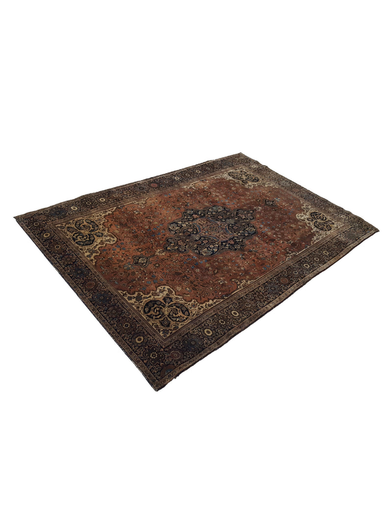 Fasa Antique Sarouk 10200 Sienna Brown Traditional Antique Rug
