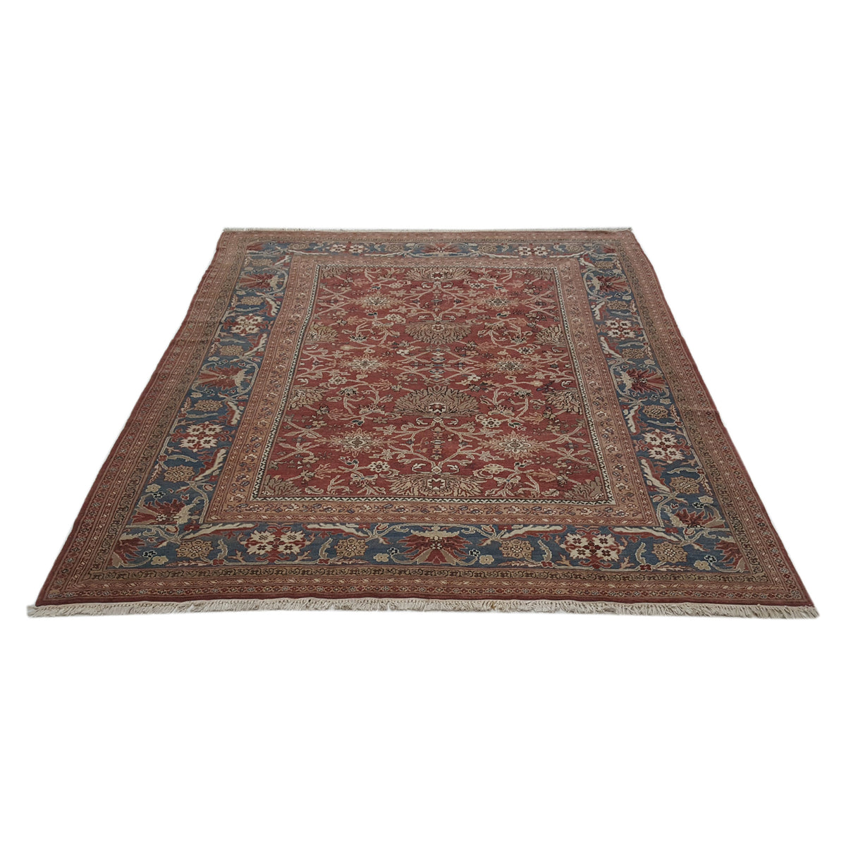 Pacific Ushak 10205 Burgundy Blue Traditional Hand Knotted Rug
