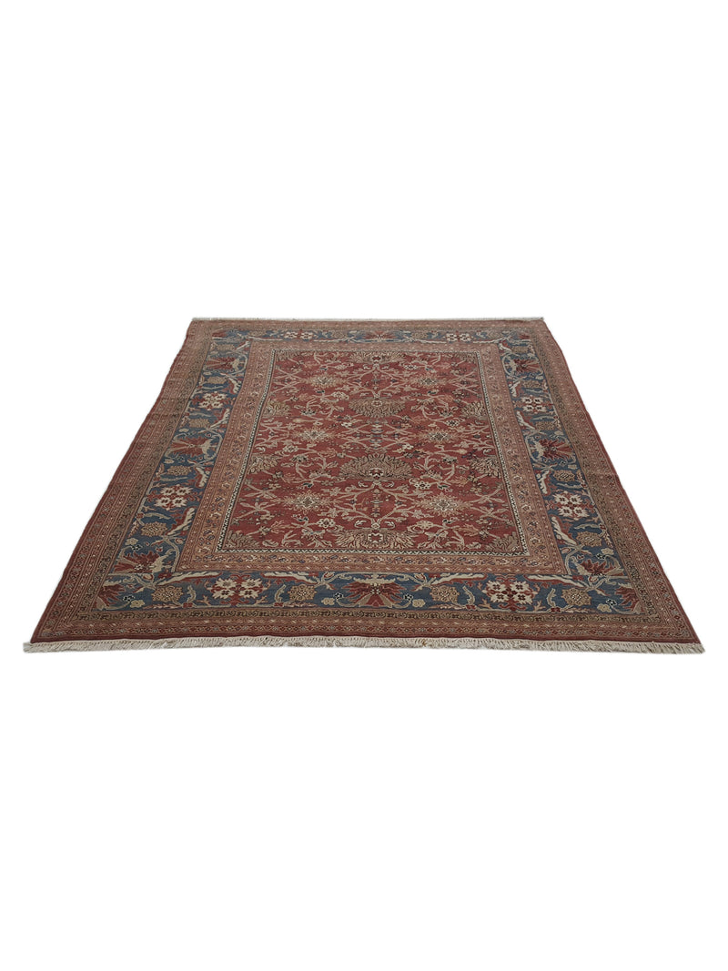Pacific Ushak 10205 Burgundy Blue Traditional Hand Knotted Rug