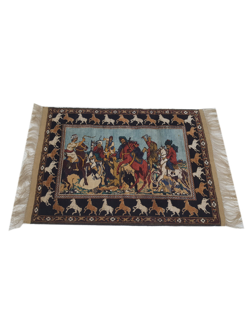 Pacific Pictioral 11724 Blue Brown Tapestry Hand Knotted Rug