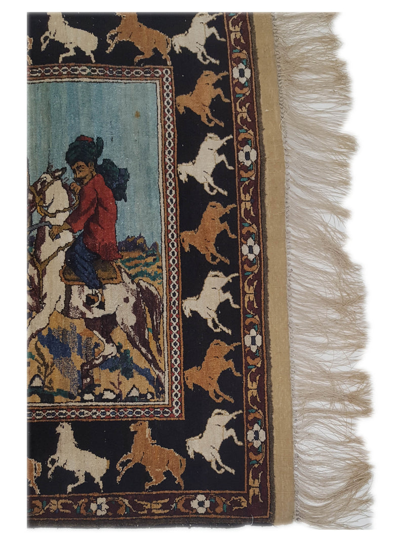 Pacific Pictioral 11724 Blue Brown Tapestry Hand Knotted Rug