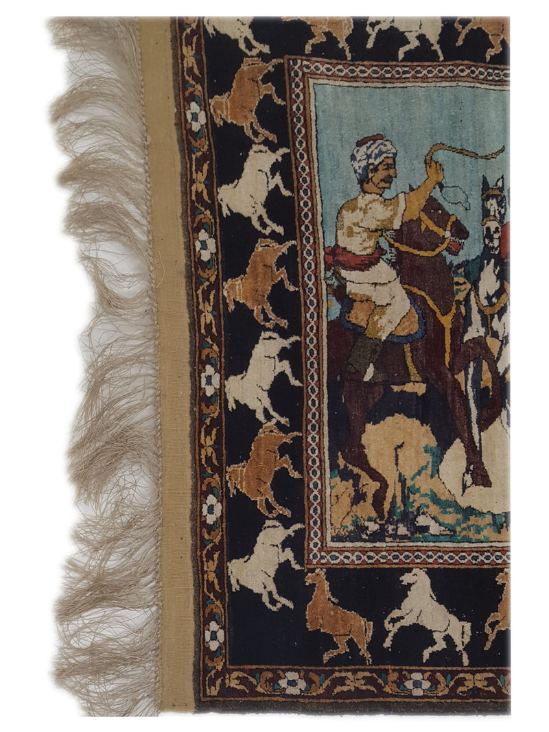 Pacific Pictioral 11724 Blue Brown Tapestry Hand Knotted Rug