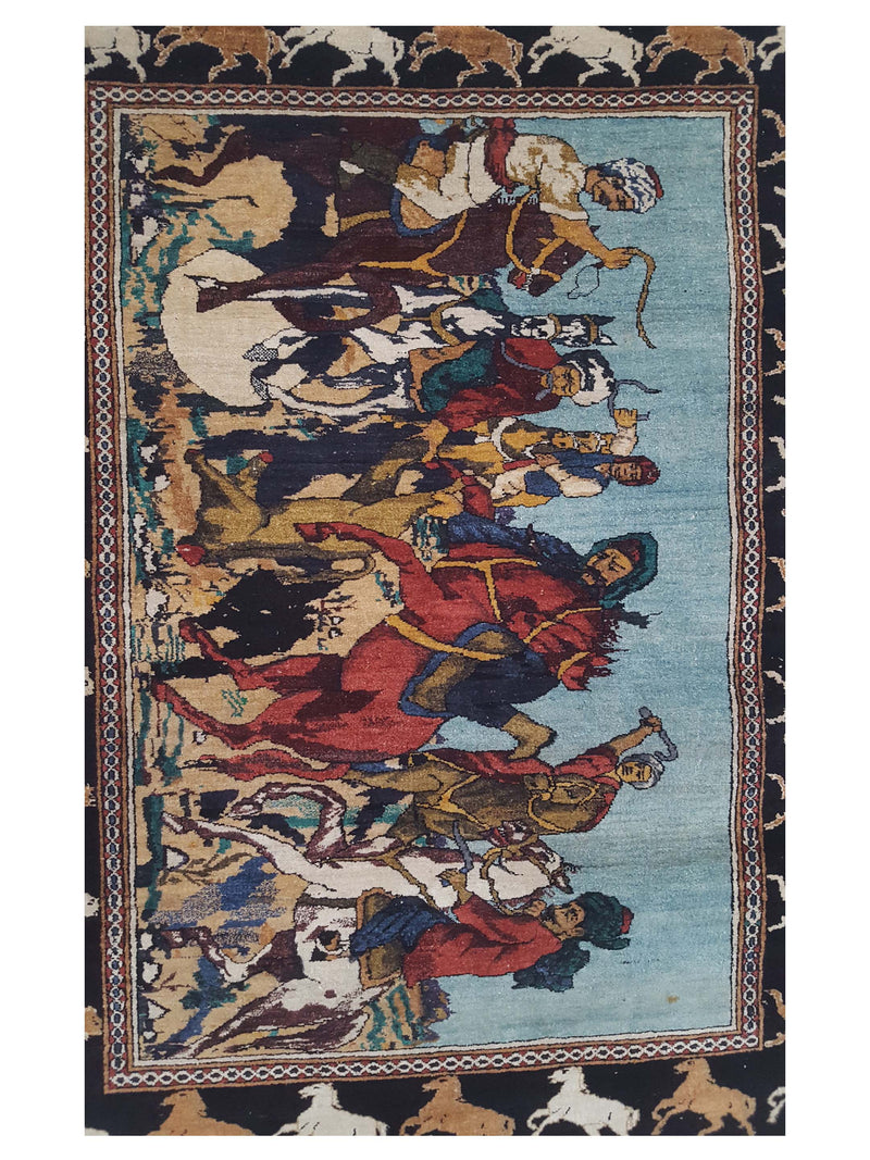 Pacific Pictioral 11724 Blue Brown Tapestry Hand Knotted Rug