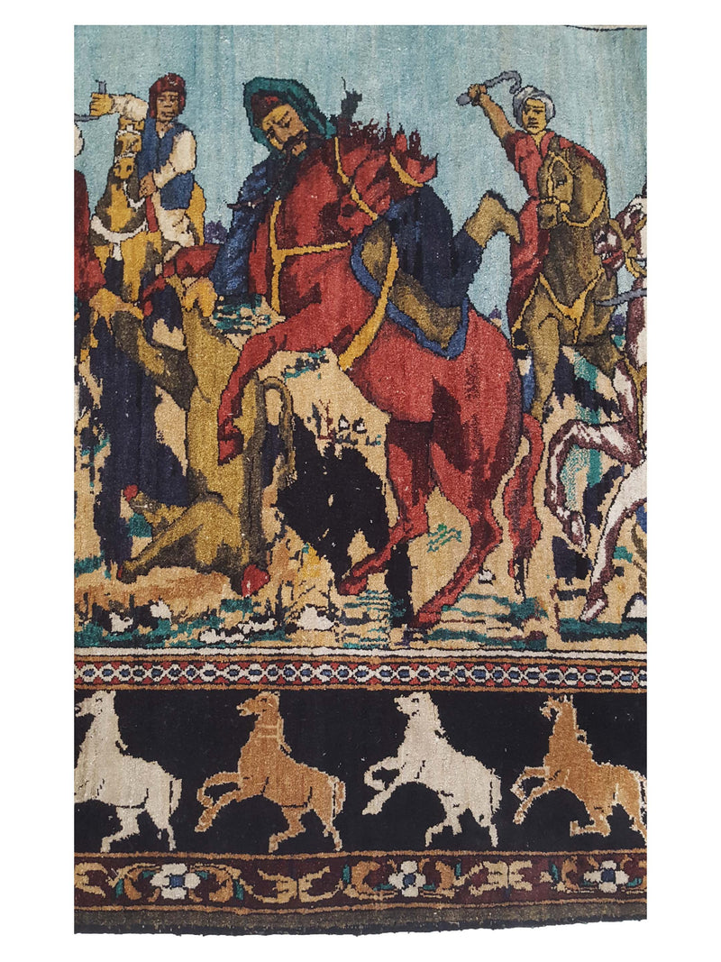 Pacific Pictioral 11724 Blue Brown Tapestry Hand Knotted Rug