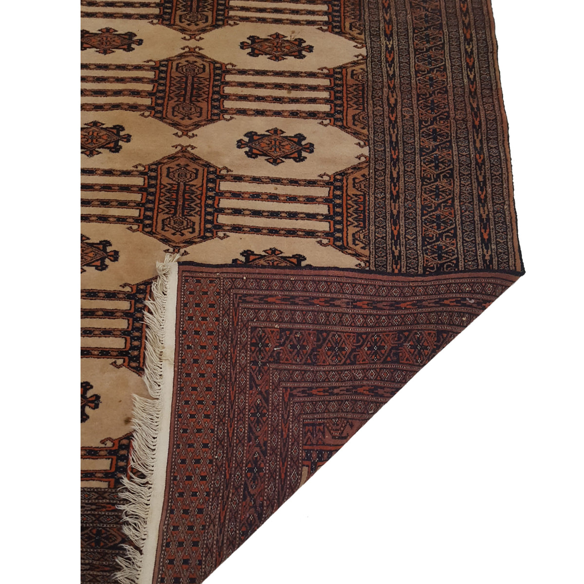 Pacific Bokhara 11734 Ivory Brown Traditional Hand Knotted Rug