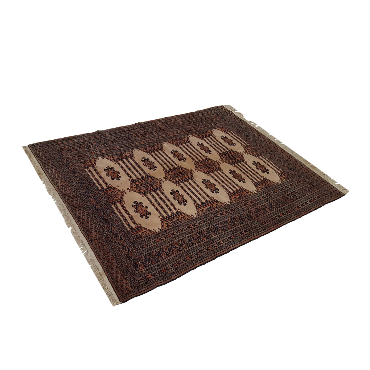 Pacific Bokhara 11734 Ivory Brown Traditional Hand Knotted Rug