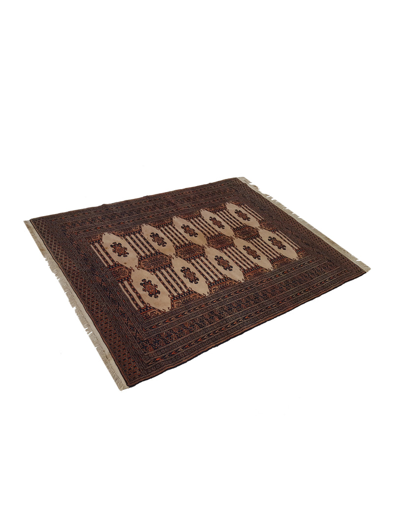 Pacific Bokhara 11734 Ivory Brown Traditional Hand Knotted Rug