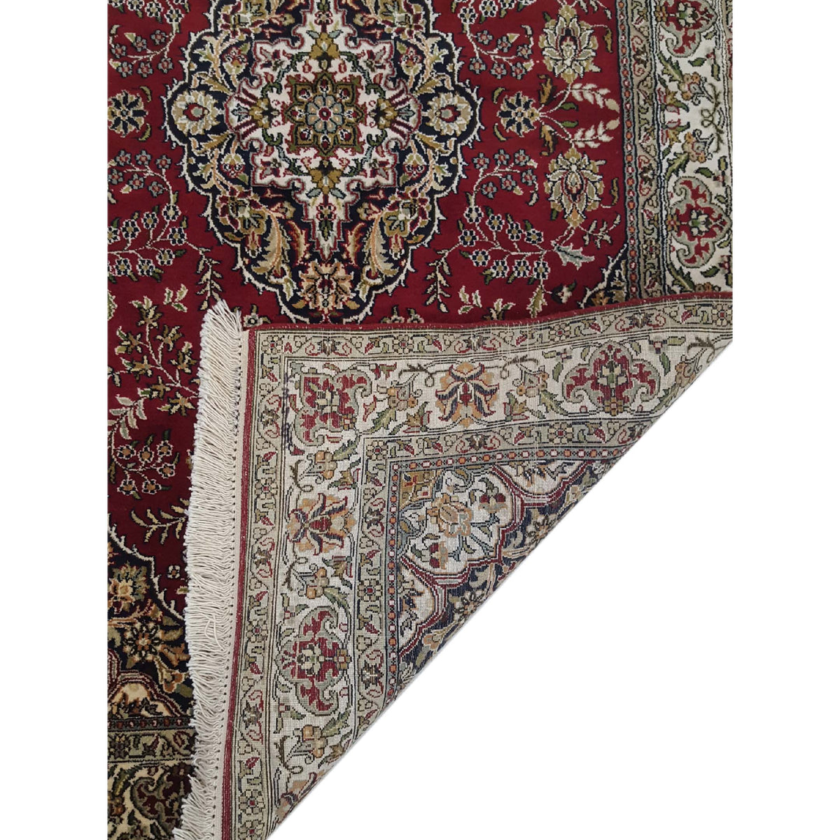 Pacific Kashmir Silk 12480 Burgundy Ivory Traditional Hand Knotted Rug
