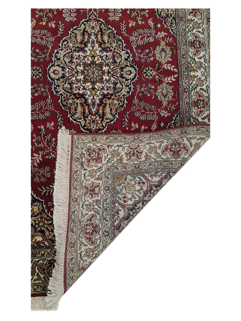 Pacific Kashmir Silk 12480 Burgundy Ivory Traditional Hand Knotted Rug