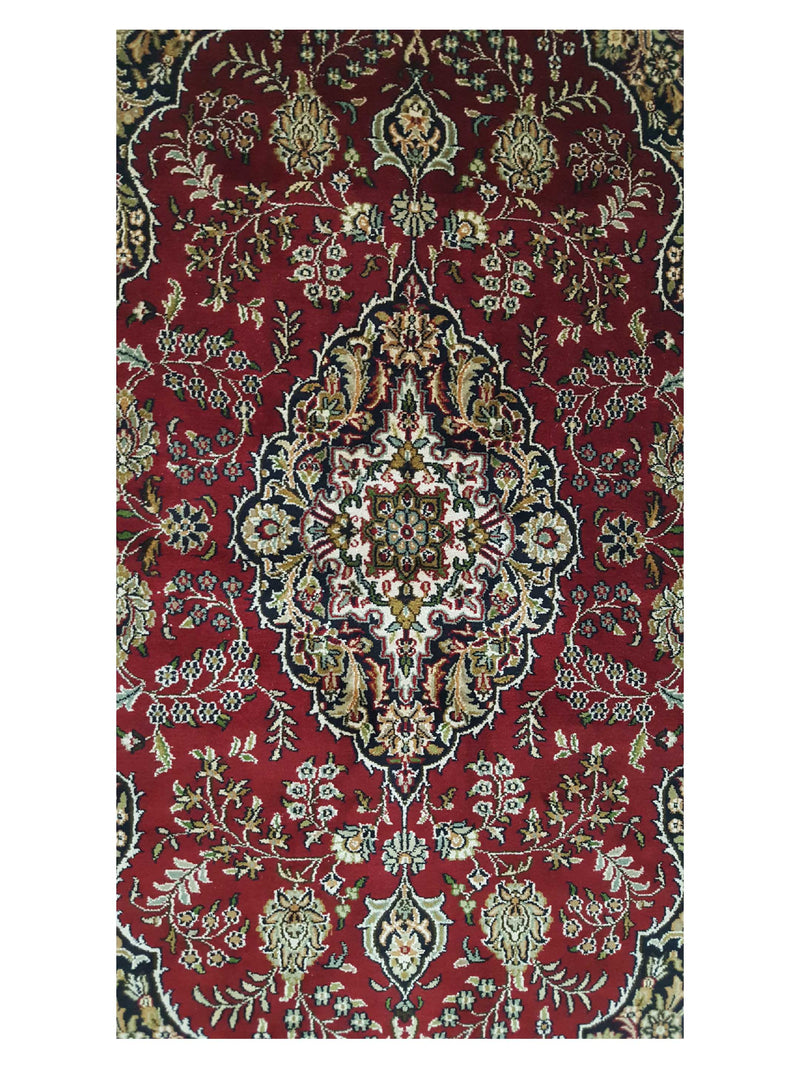 Pacific Kashmir Silk 12480 Burgundy Ivory Traditional Hand Knotted Rug