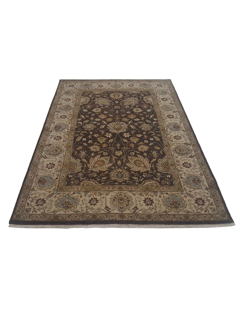Pacific Agra 12483 Brown Ivory Traditional Hand Knotted Rug