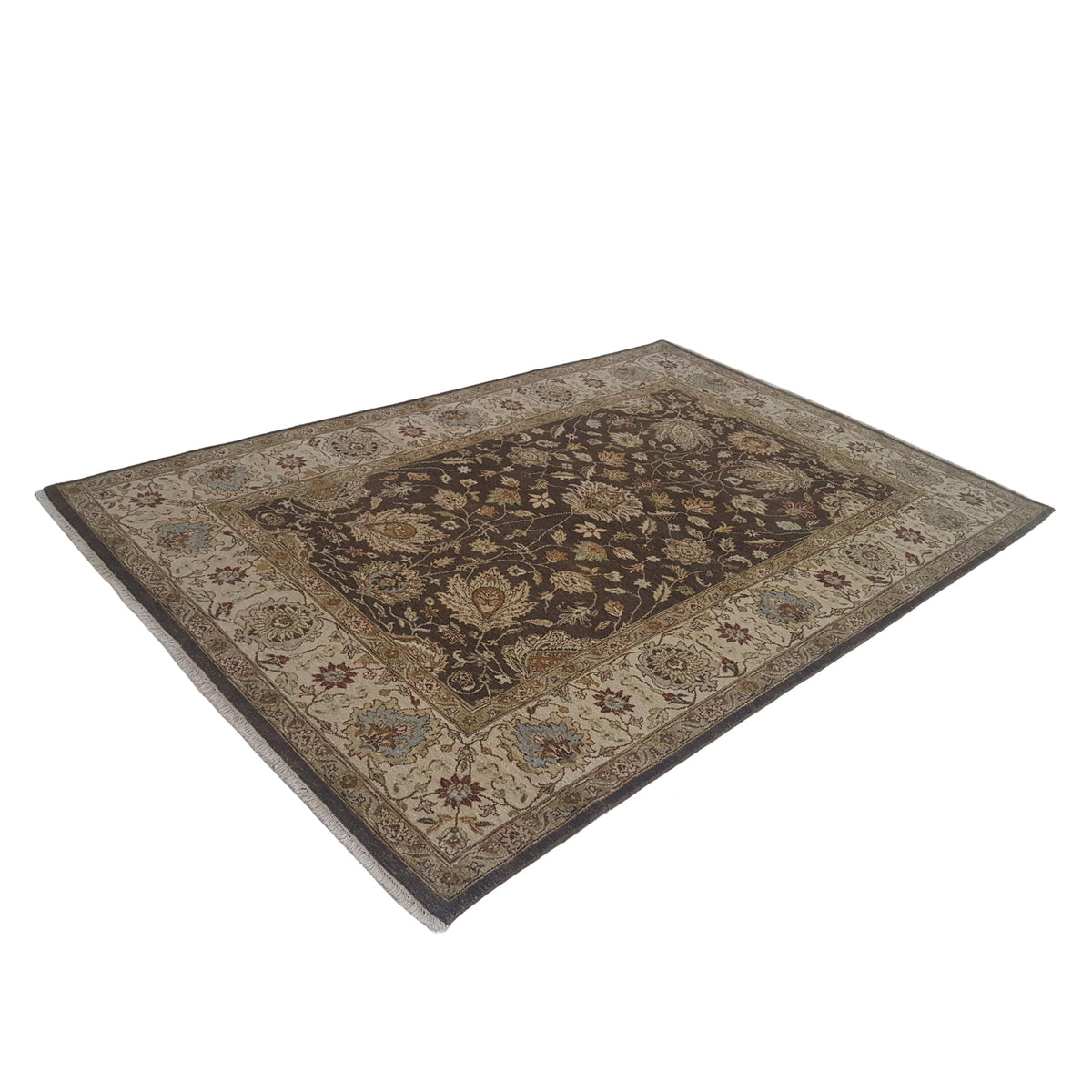Pacific Agra 12483 Brown Ivory Traditional Hand Knotted Rug