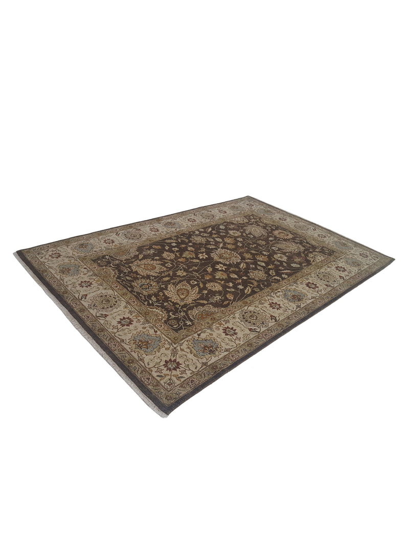 Pacific Agra 12483 Brown Ivory Traditional Hand Knotted Rug