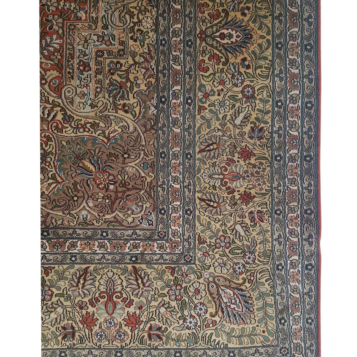 Pacific Kashmir Silk 12665 Rust Gold Traditional Hand Knotted Rug