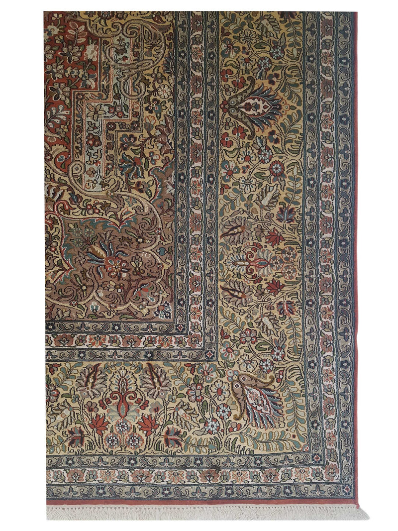 Pacific Kashmir Silk 12665 Rust Gold Traditional Hand Knotted Rug