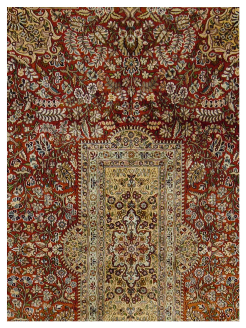 Pacific Kashmir Silk 12665 Rust Gold Traditional Hand Knotted Rug