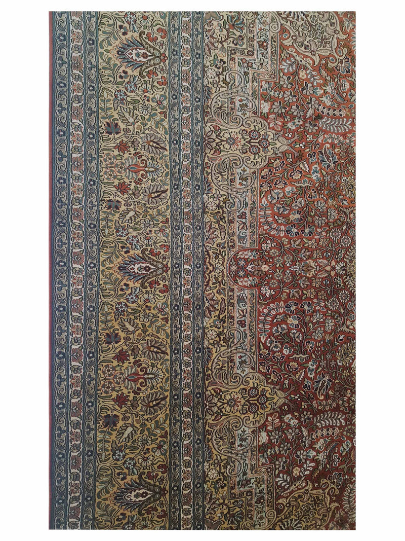 Pacific Kashmir Silk 12665 Rust Gold Traditional Hand Knotted Rug