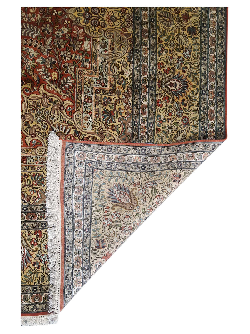 Pacific Kashmir Silk 12665 Rust Gold Traditional Hand Knotted Rug