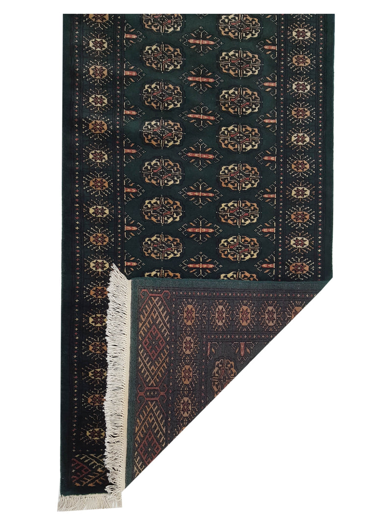 Pacific Bokhara 13549 Green Green Traditional Hand Knotted Rug