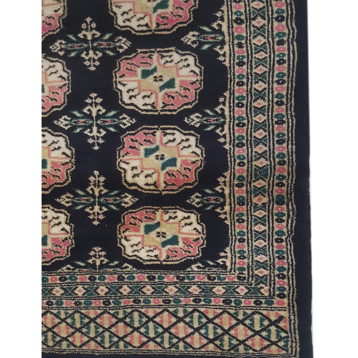 Pacific Bokhara 13565 Black Orange Traditional Hand Knotted Rug