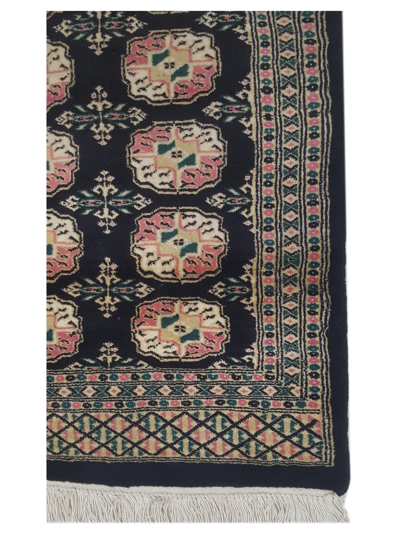 Pacific Bokhara 13565 Black Orange Traditional Hand Knotted Rug