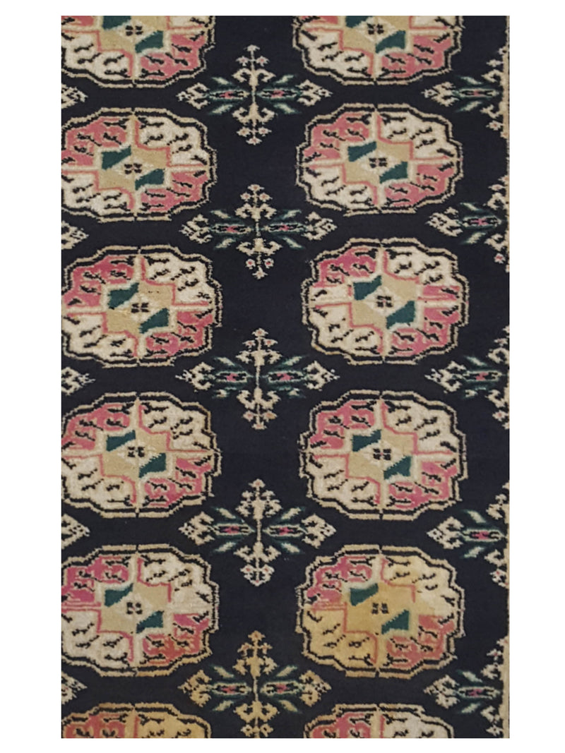 Pacific Bokhara 13565 Black Orange Traditional Hand Knotted Rug