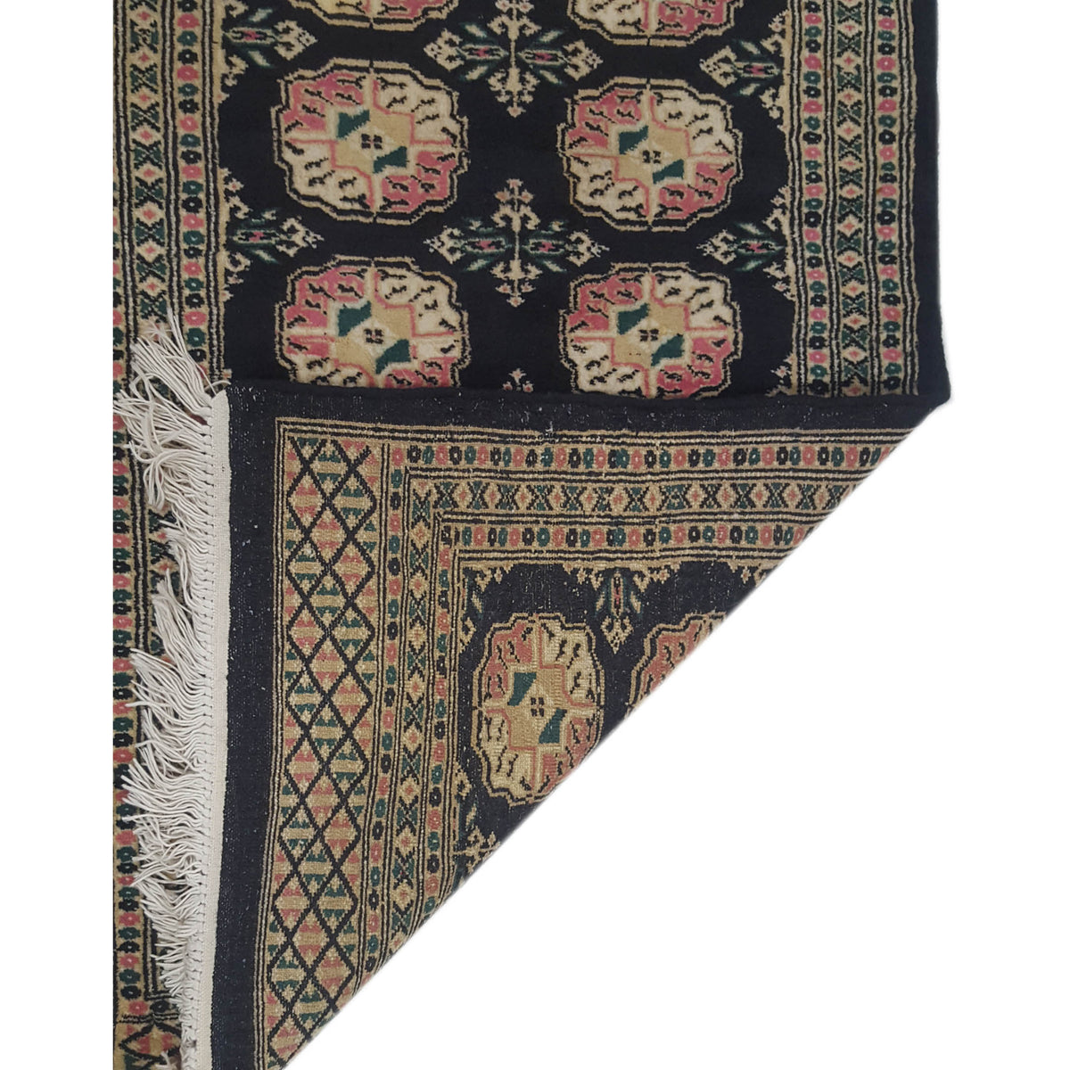 Pacific Bokhara 13565 Black Orange Traditional Hand Knotted Rug