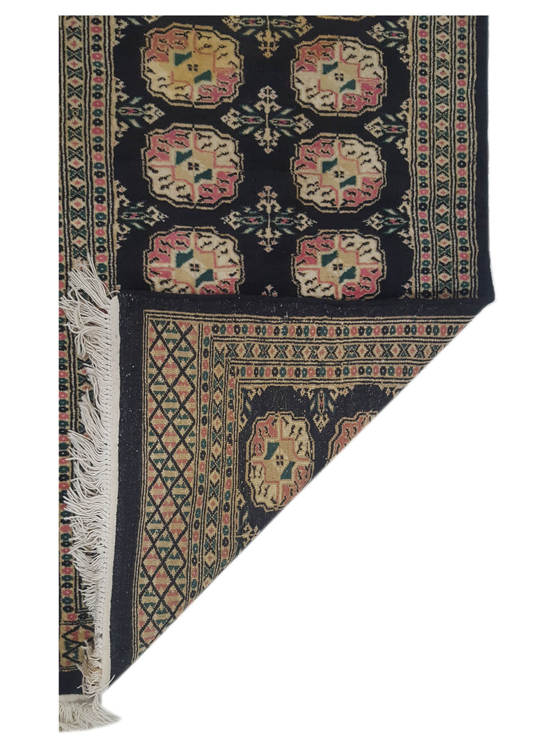 Pacific Bokhara 13565 Black Orange Traditional Hand Knotted Rug