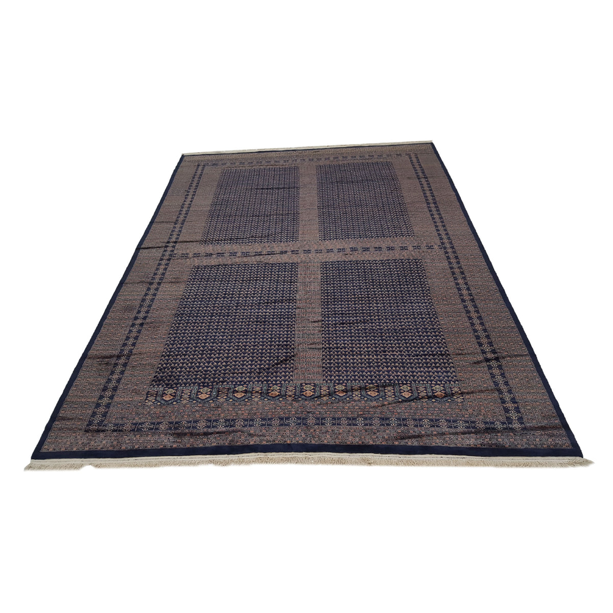 Pacific Bokhara 13580 Navy Rust Traditional Hand Knotted Rug