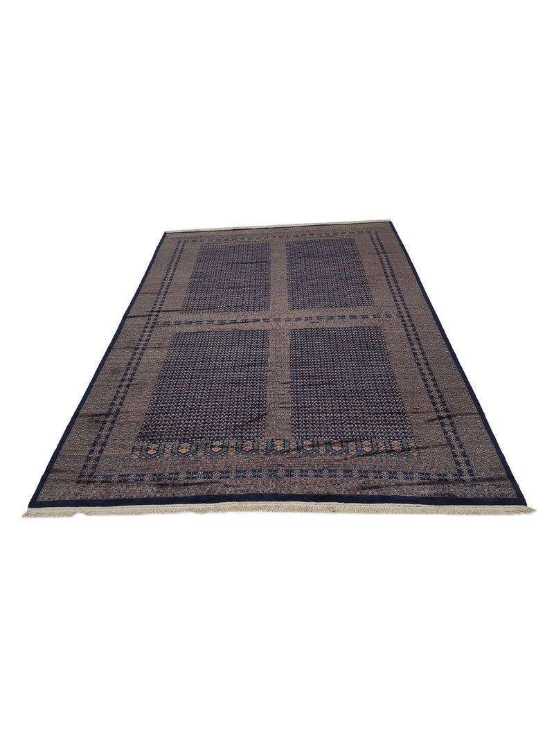 Pacific Bokhara 13580 Navy Rust Traditional Hand Knotted Rug