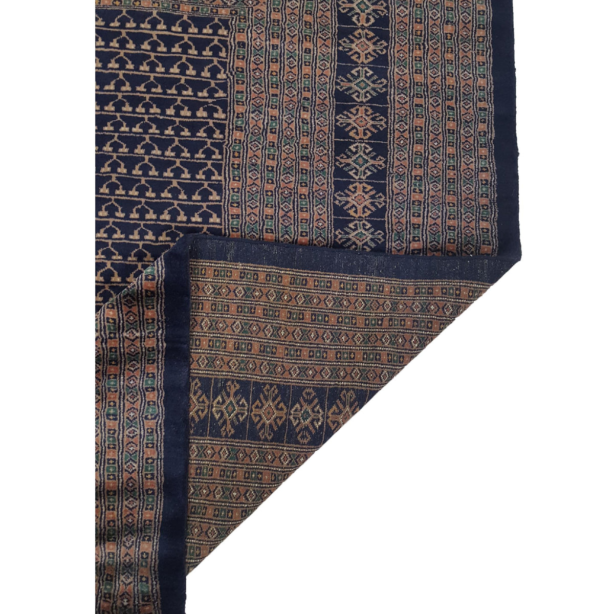 Pacific Bokhara 13580 Navy Rust Traditional Hand Knotted Rug