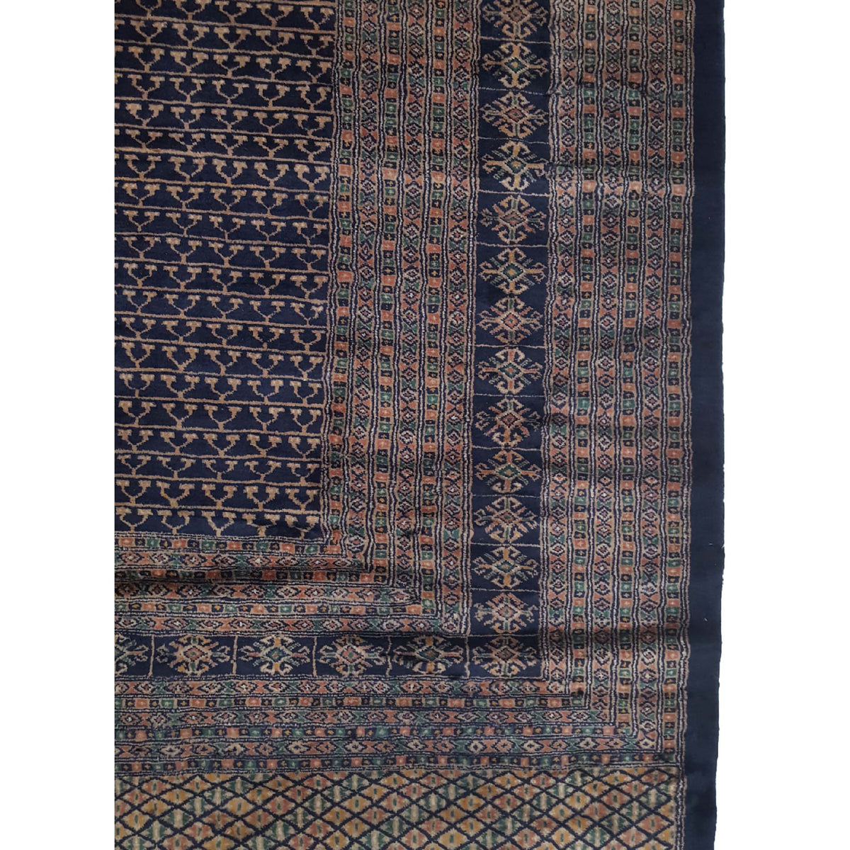 Pacific Bokhara 13580 Navy Rust Traditional Hand Knotted Rug
