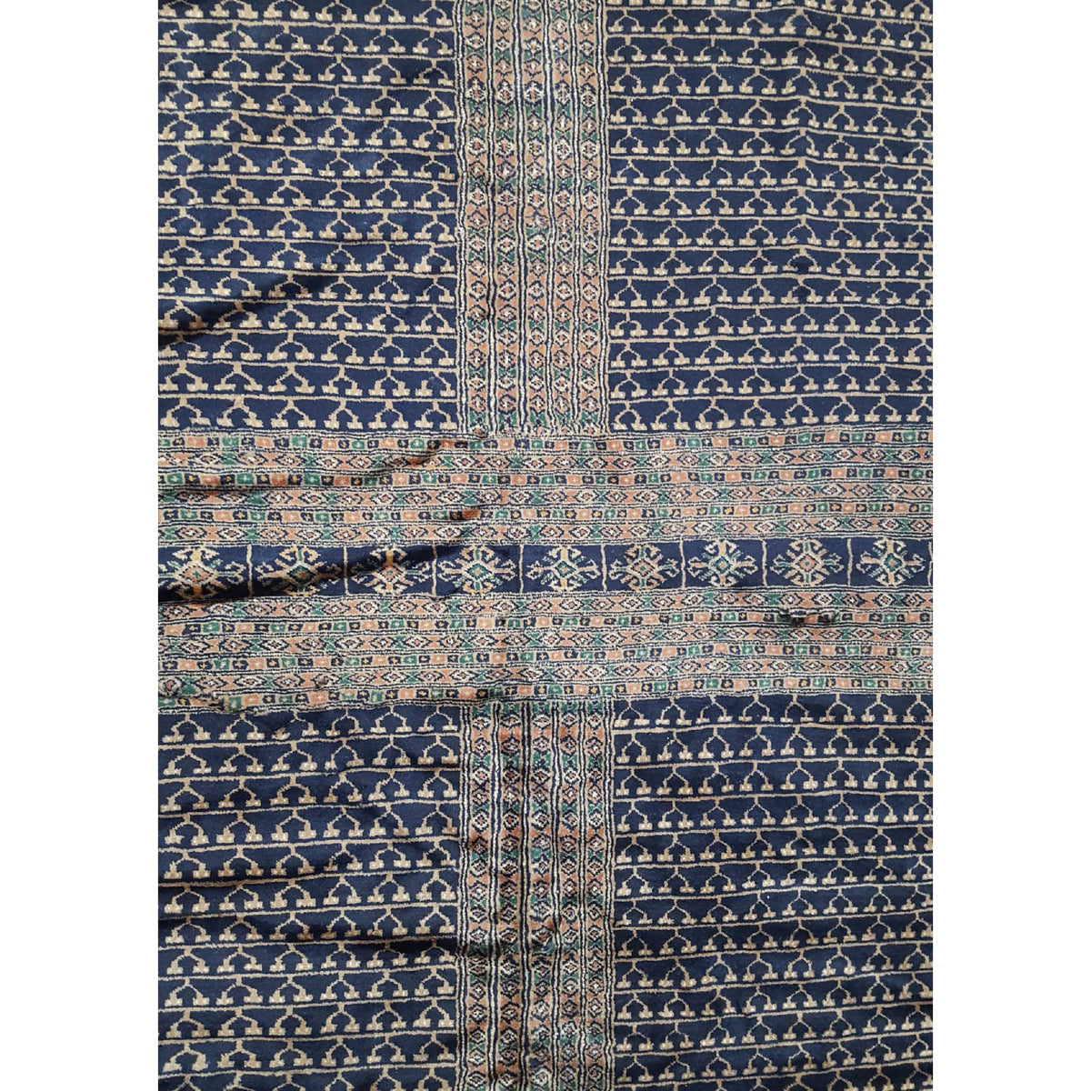 Pacific Bokhara 13580 Navy Rust Traditional Hand Knotted Rug