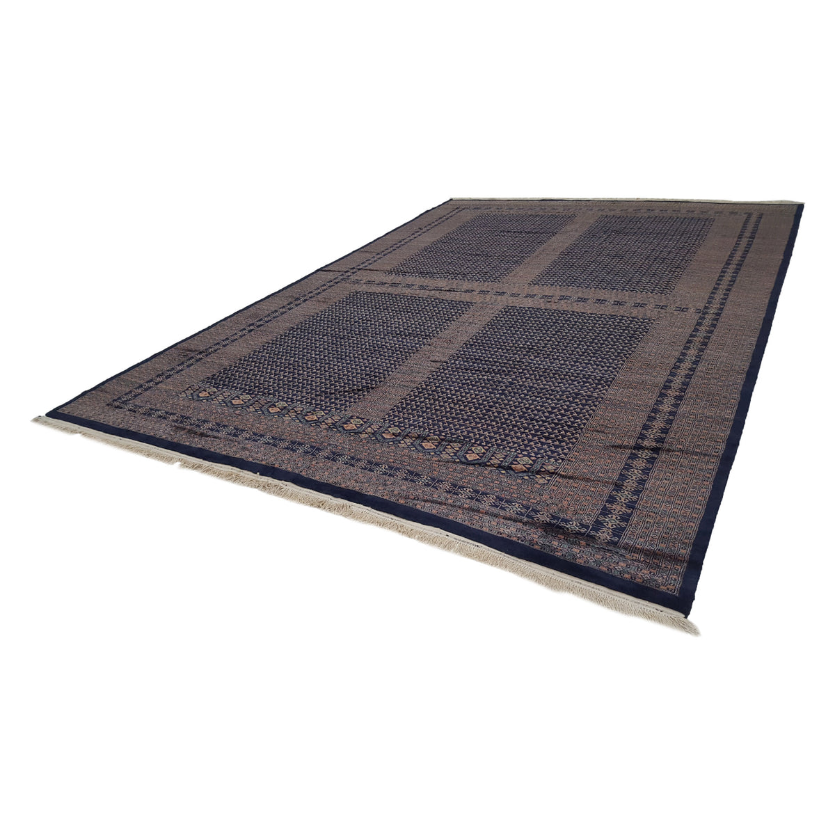 Pacific Bokhara 13580 Navy Rust Traditional Hand Knotted Rug