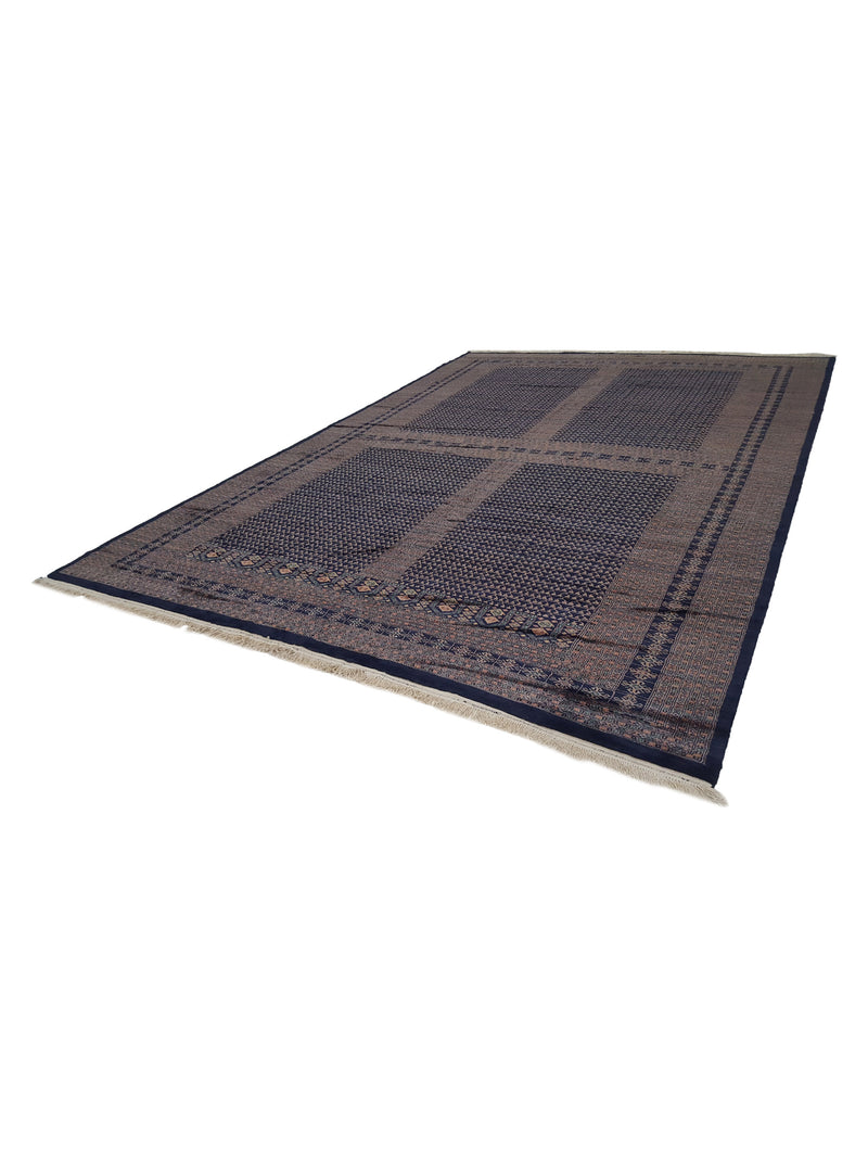 Pacific Bokhara 13580 Navy Rust Traditional Hand Knotted Rug