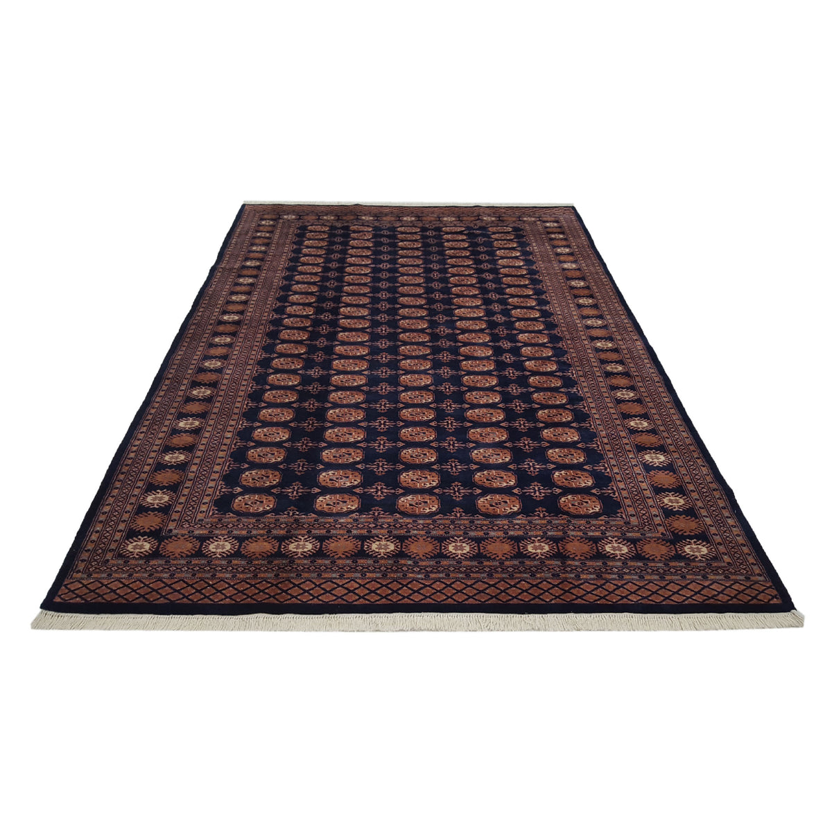 Pacific Bokhara 13615 Navy Brown Traditional Hand Knotted Rug