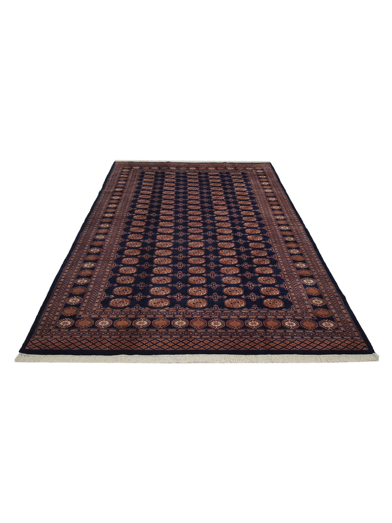 Pacific Bokhara 13615 Navy Brown Traditional Hand Knotted Rug