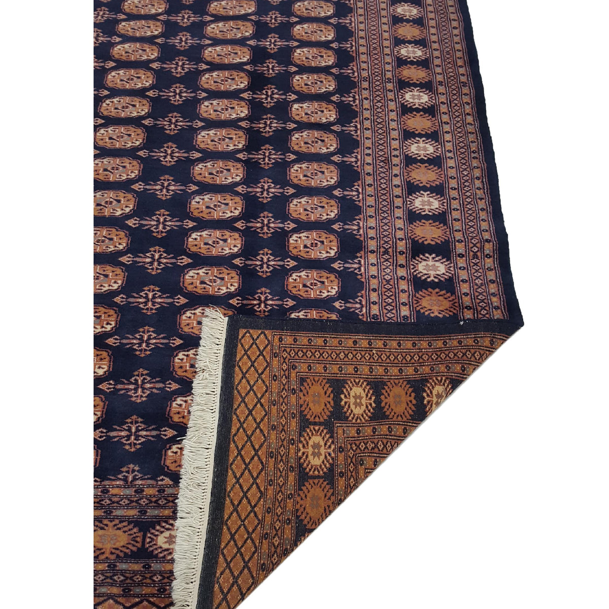Pacific Bokhara 13615 Navy Brown Traditional Hand Knotted Rug