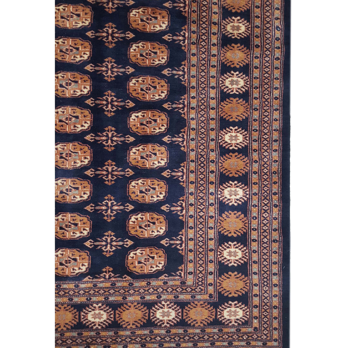 Pacific Bokhara 13615 Navy Brown Traditional Hand Knotted Rug
