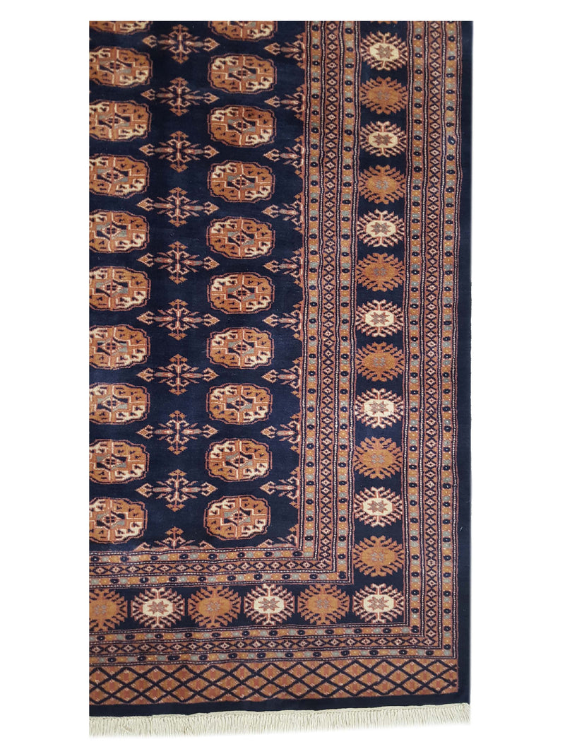 Pacific Bokhara 13615 Navy Brown Traditional Hand Knotted Rug
