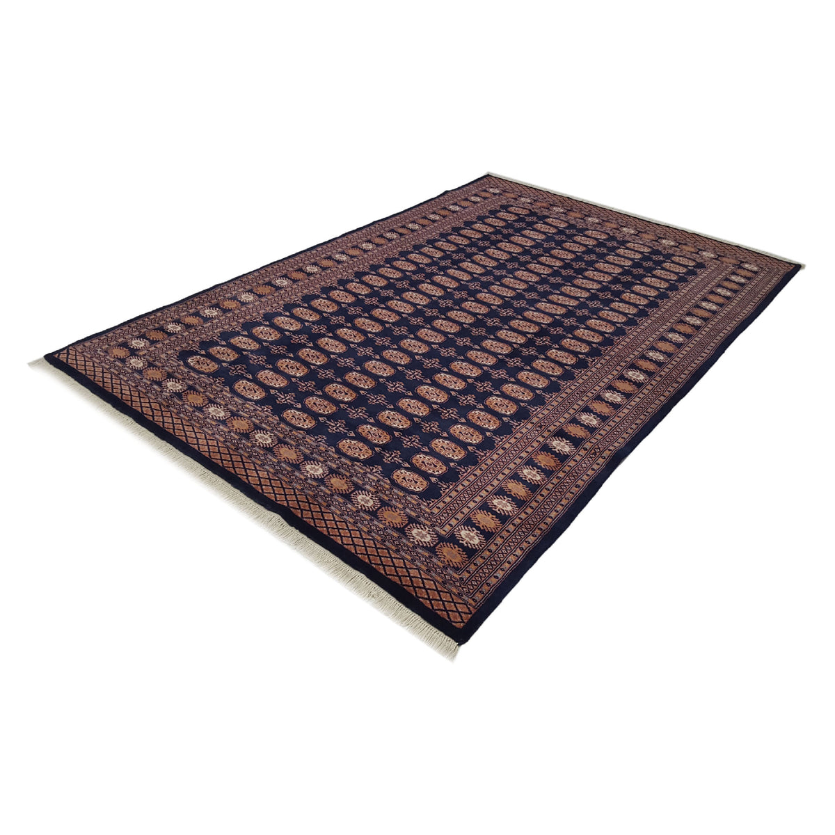 Pacific Bokhara 13615 Navy Brown Traditional Hand Knotted Rug